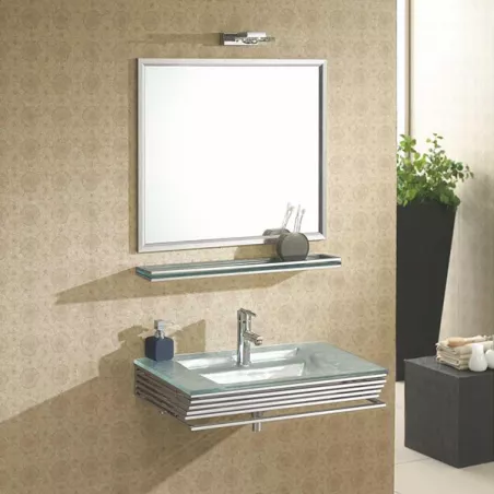 Conjunto de baño de cristal blanco opalino Color Plata
