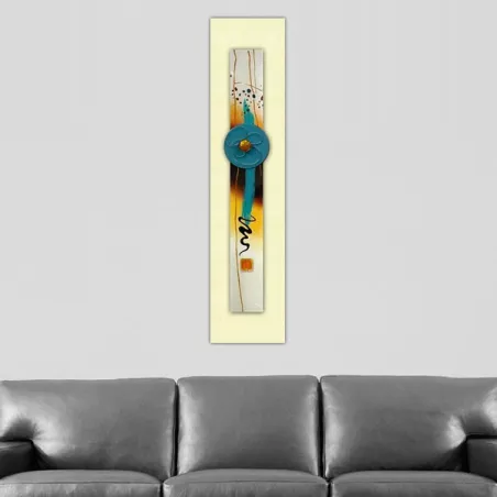 pintura abstracta amarilla, tamaño 80 x 20 x 7 cm
