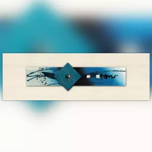 Pintura sobre vidrio azul, 120 x 40 x 7 cm
