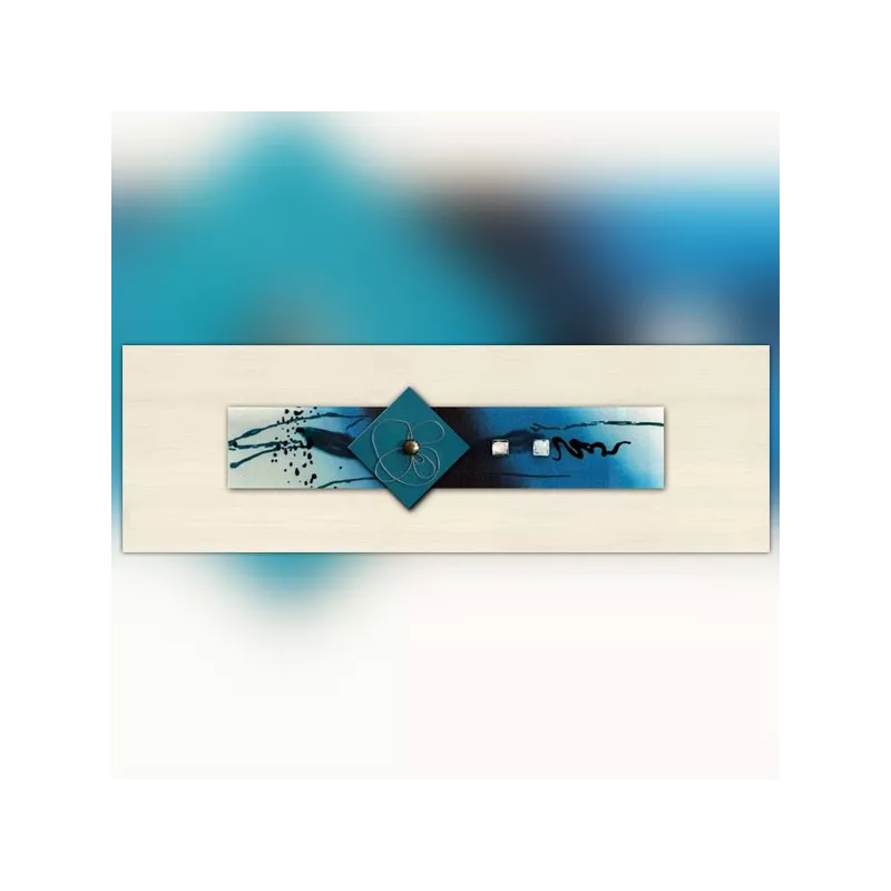 Pintura sobre vidrio azul, 120 x 40 x 7 cm