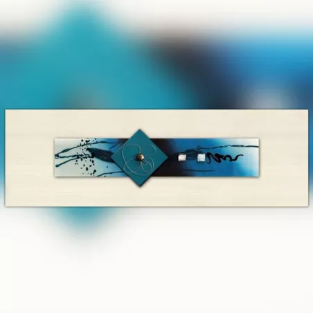 Pintura sobre vidrio azul, 120 x 40 x 7 cm