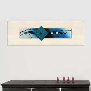 Pintura sobre vidrio azul, 120 x 40 x 7 cm
