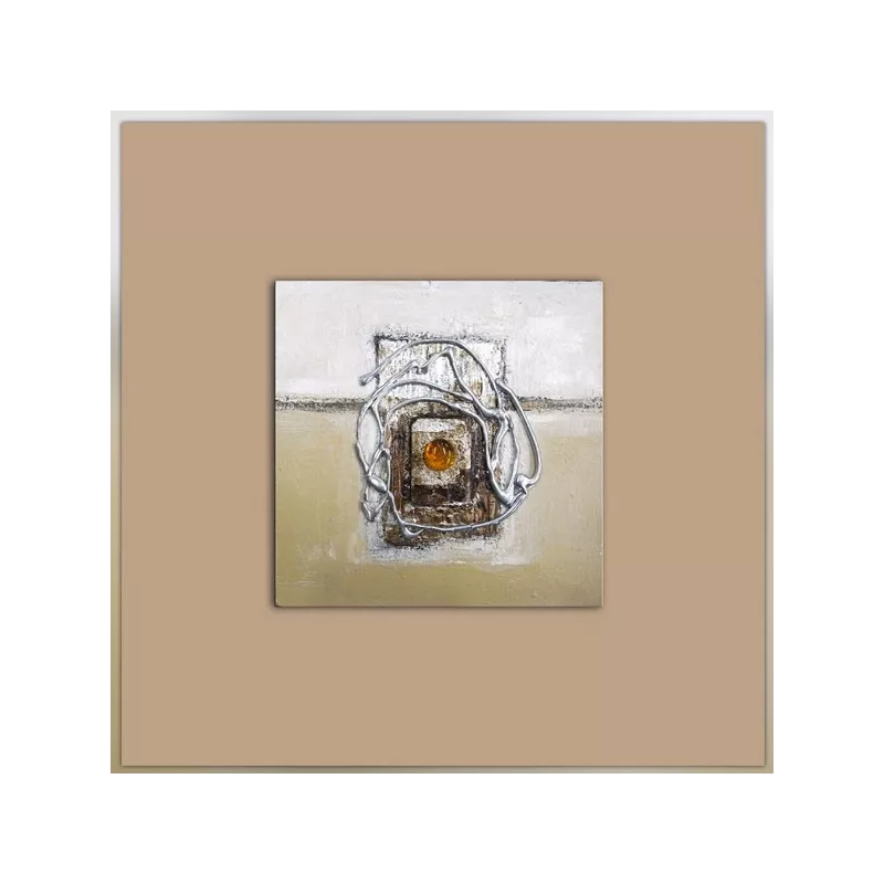 Composición abstracta marrón y beige, 40x40cm