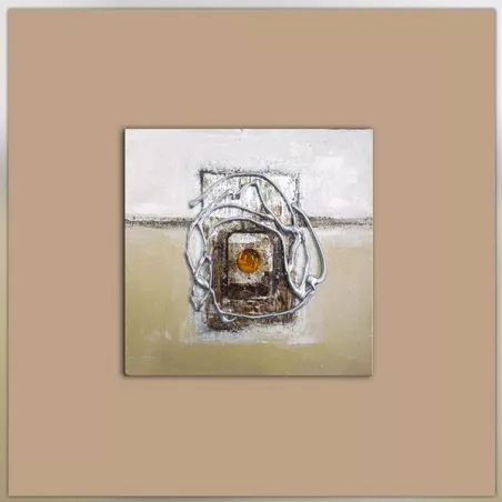 Composición abstracta marrón y beige, 40x40cm