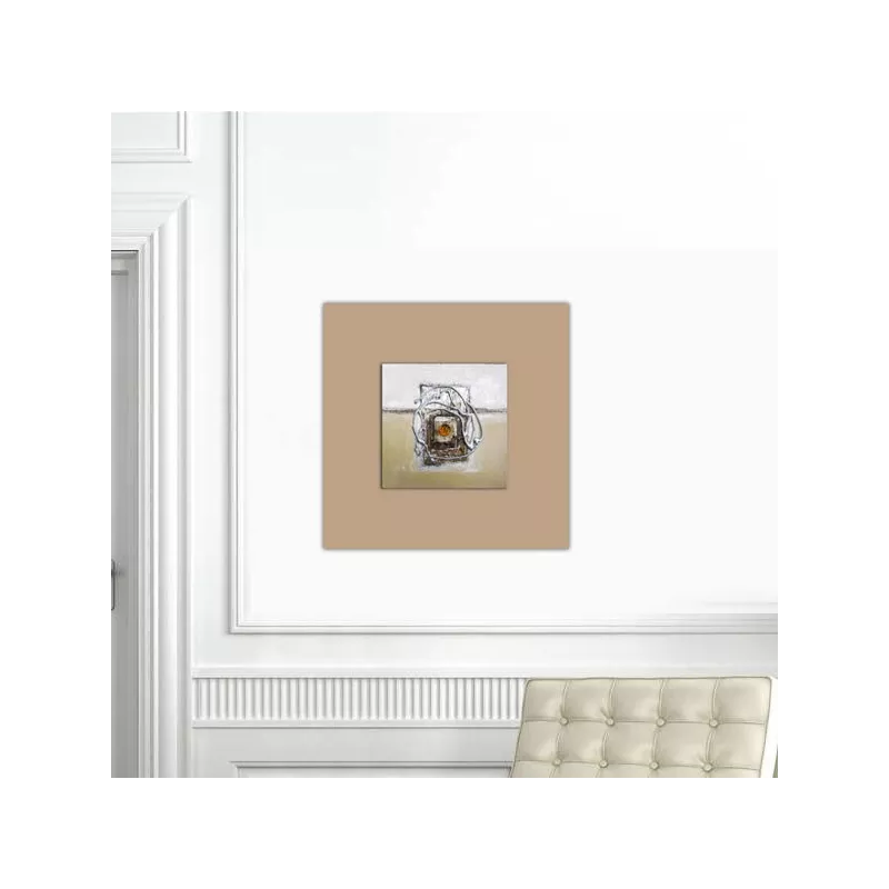Composición abstracta marrón y beige, 40x40cm