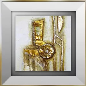 Pintura abstracta en oro y cartón, 45 x 45 cm