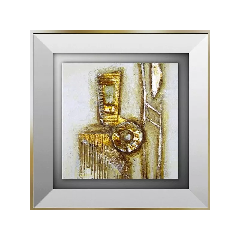 Pintura abstracta en oro y cartón, 45 x 45 cm