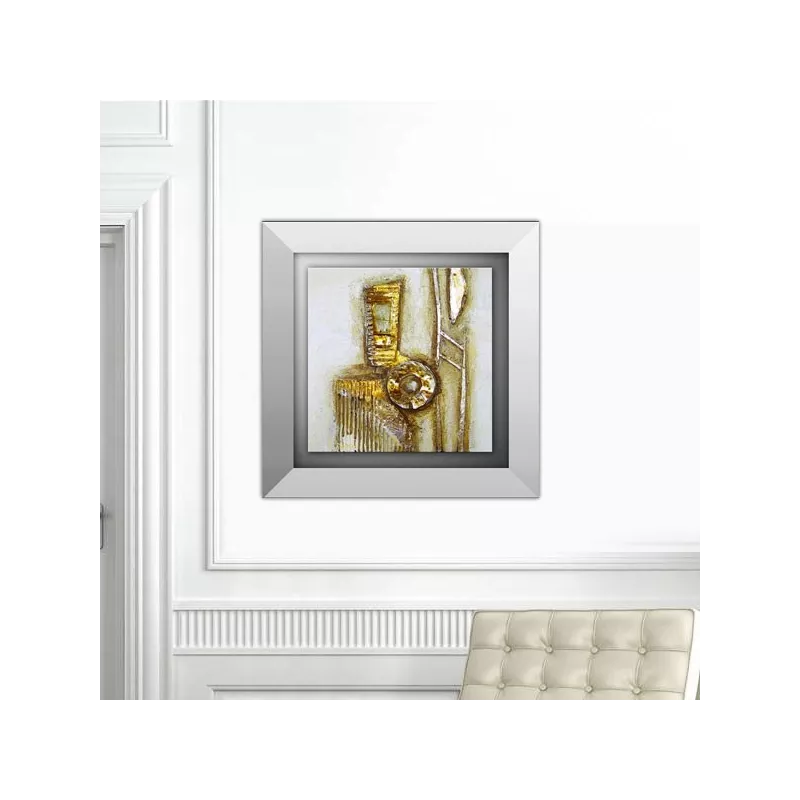Pintura abstracta en oro y cartón, 45 x 45 cm