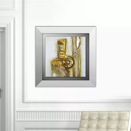 Pintura abstracta en oro y cartón, 45 x 45 cm