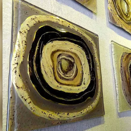 Pintura contemporánea cuadrados de cristal, 105 x 105 cm