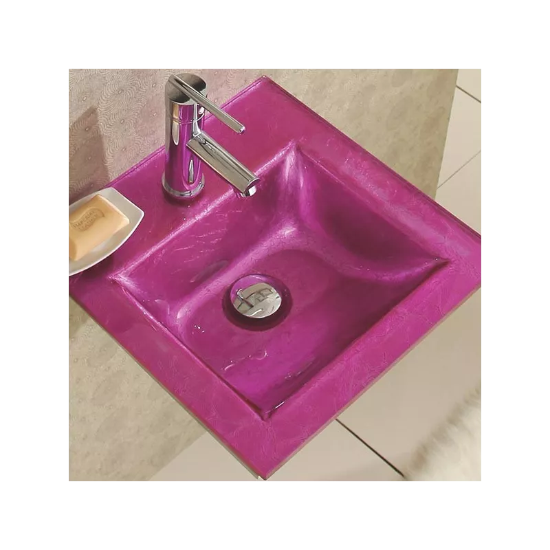 Conjunto de baño Bubble y lavabo de cristal rosa Color Rosa