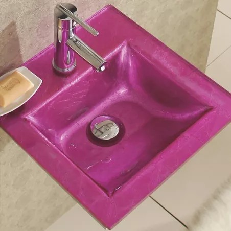 Conjunto de baño Bubble y lavabo de cristal rosa Color Rosa