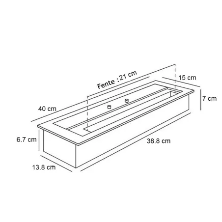 Quemador de bioetanol de 40 cm, calefacción de 2.8 kW
