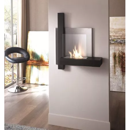 Melrose Chimenea mural de etanol : Wikao Color Negro