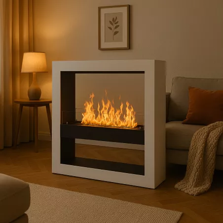 CalgariChimenea de etanol XXL , quemador de 80 cm Color Blanco brillante