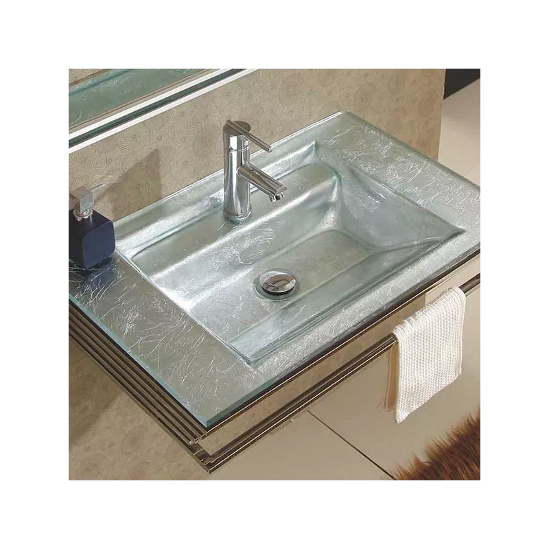 Conjunto de baño de cristal blanco opalino Color Plata