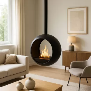 Chimenea de etanol suspendida Cento - Diseño redondo 3 kW