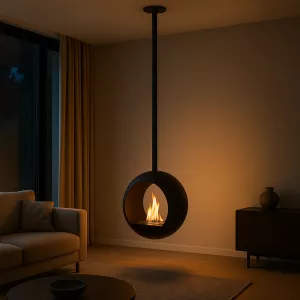 Chimenea de etanol suspendida Cento - Diseño redondo 3 kW