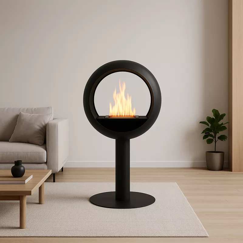Chimenea de etanol Voltera - Estufa independiente redonda, potencia 3 kW