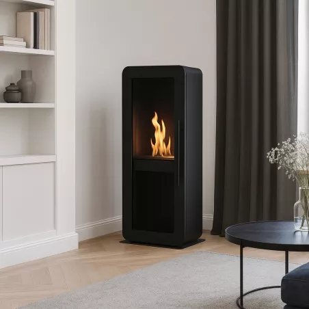 Chimenea de etanol autoportante Malaga - Puerta de cristal - 3000W