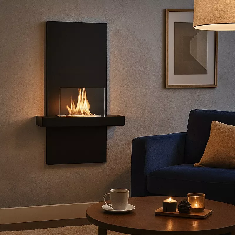 Aliano Chimenea de etanol mural 3kW Color Negro
