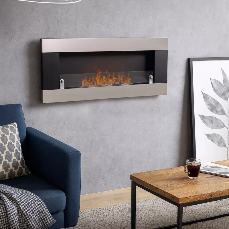 Chimenea de etanol de pared Aston Color Acero inoxidable cepillado Quemador 3L/6,5kW