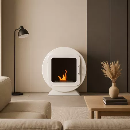 Chimenea de etanol cilíndrica - Ovedia Color Blanco brillante