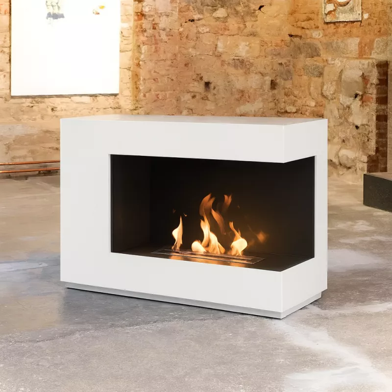 XXL Chimenea de etanol blanca Color Blanco brillante