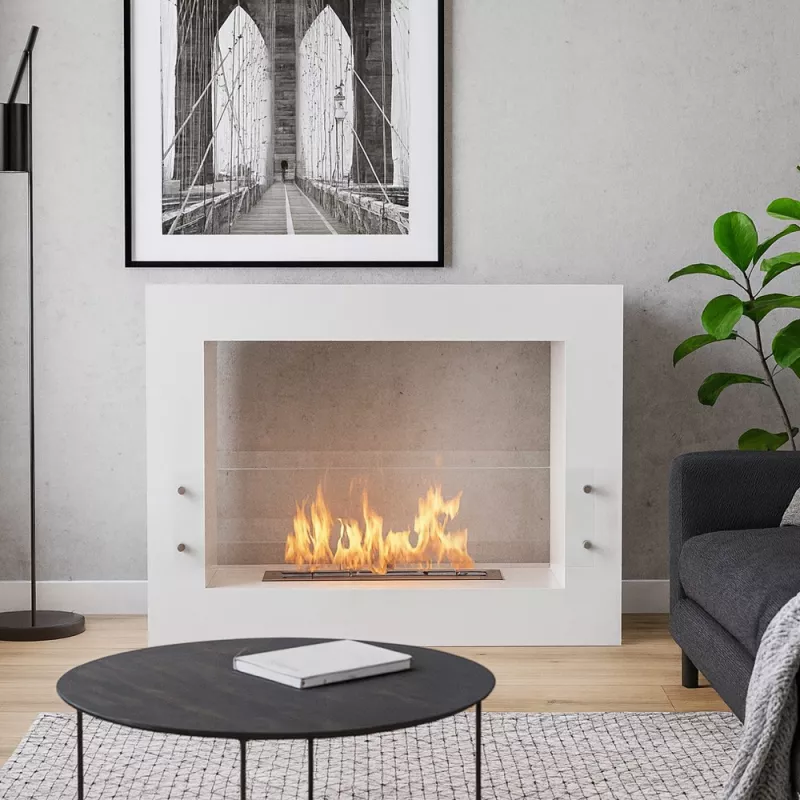 Boston Chimenea de etanol de pie Color Blanco Quemador 3L/6,5kW