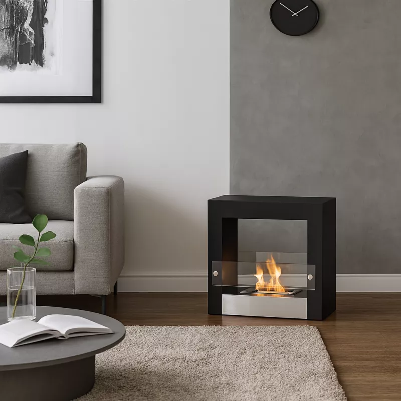 Chimenea de etanol Escape, 50x50x25cm Color Negro