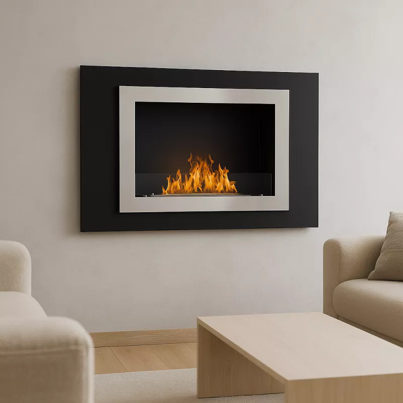 Edimbourgchimenea mural orgánica de 4,5 kW Color Negro