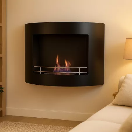 HarmonieChimenea de etanol , 84x27x68cm Color Negro Quemador 2.2L/4kW