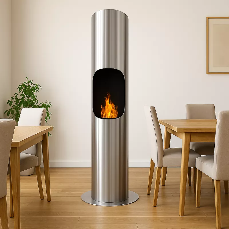 Chimenea de etanol cilíndrica Loft : Wikao Color Acero inoxidable cepillado