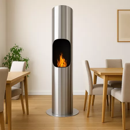 Chimenea de etanol cilíndrica Loft : Wikao Color Acero inoxidable cepillado
