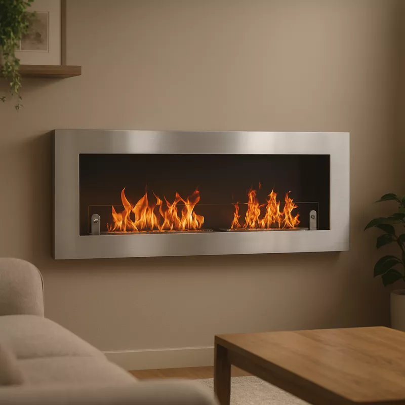 Novo Chimenea mural XL de bioetanol Color Acero inoxidable cepillado