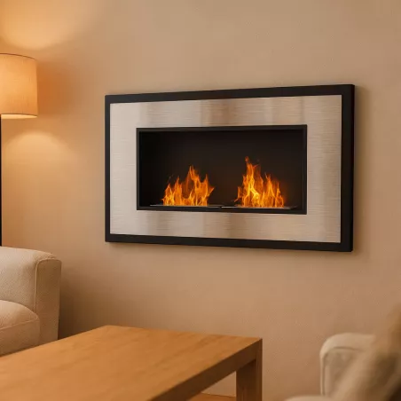 Insignal Chimenea de etanol de pared de acero inoxidable XL Color Acero inoxidable cepillado
