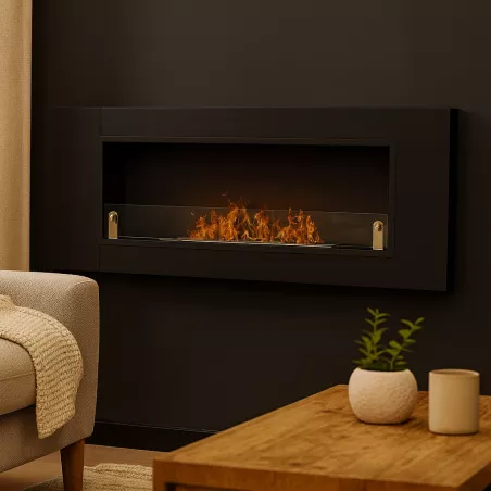 CyntheraChimenea de bioetanol , 136x54x15cm Color Negro