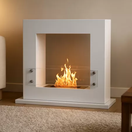 Chimenea de etanol cuadrada Arche, 70 x 60 x 35 cm Color Blanco