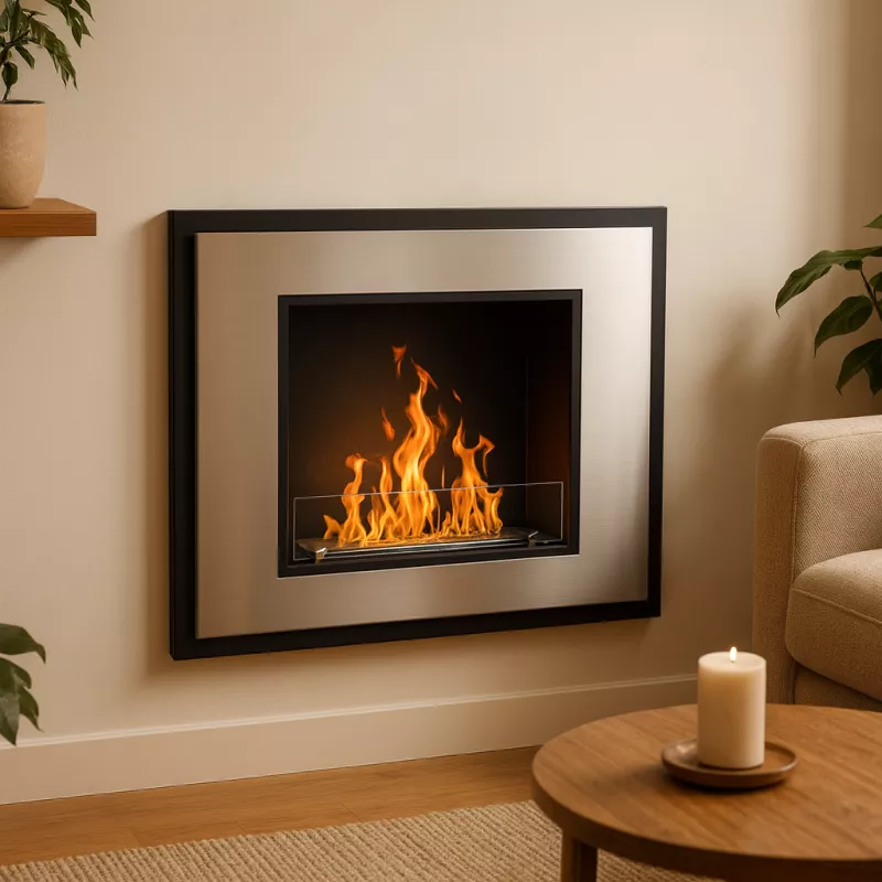Chimenea de bioetanol InSignal, 80 x 18 x 59 cm Color Acero inoxidable cepillado Opción Vidrio ignífugo