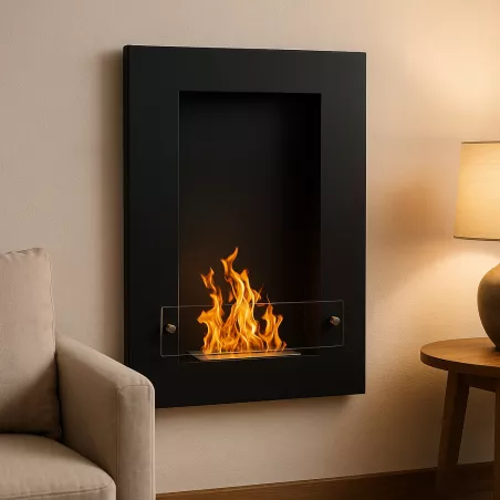 VertigoChimenea de etanol de pared , 80x56x16cm Color Negro