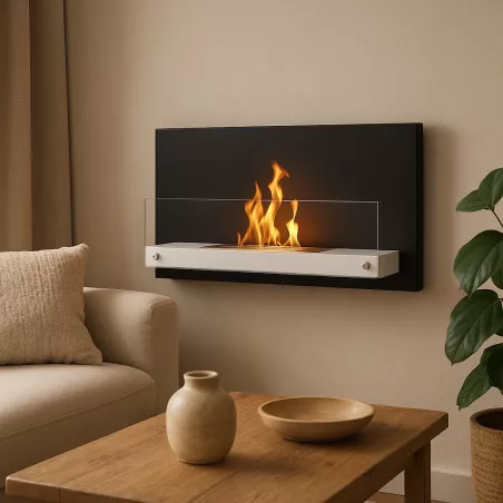 Chimenea de etanol mural Riad, 2700 vatios Color Negro