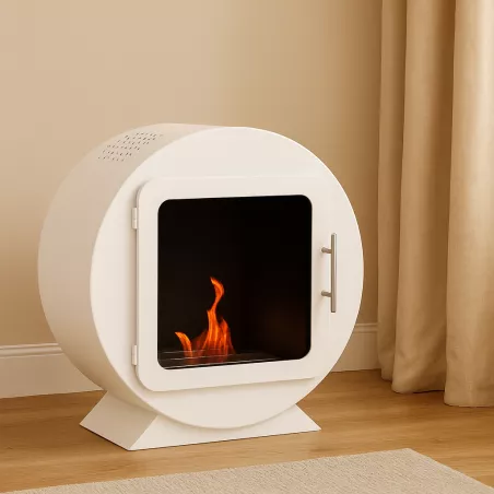 Chimenea de etanol cilíndrica - Ovedia Color Blanco brillante