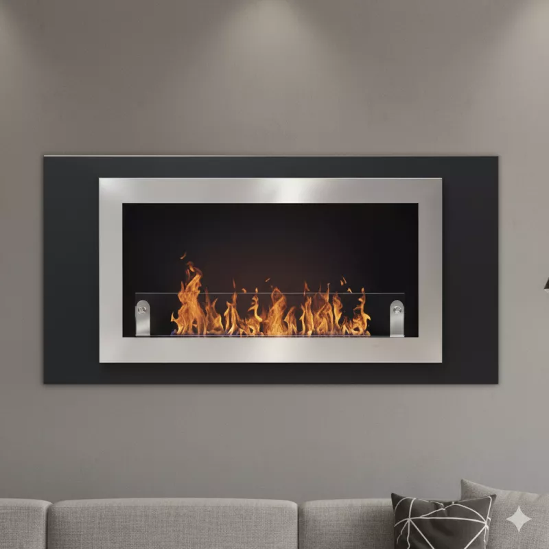 StockholmChimenea mural , 2 chimeneas para 5,4kW Color Acero inoxidable cepillado