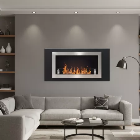 StockholmChimenea mural , 2 chimeneas para 5,4kW Color Acero inoxidable cepillado