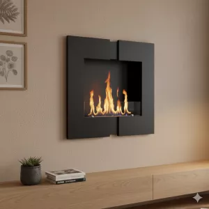 Duo Chimenea bioetanol de pared, 60 x 60 x 20cm