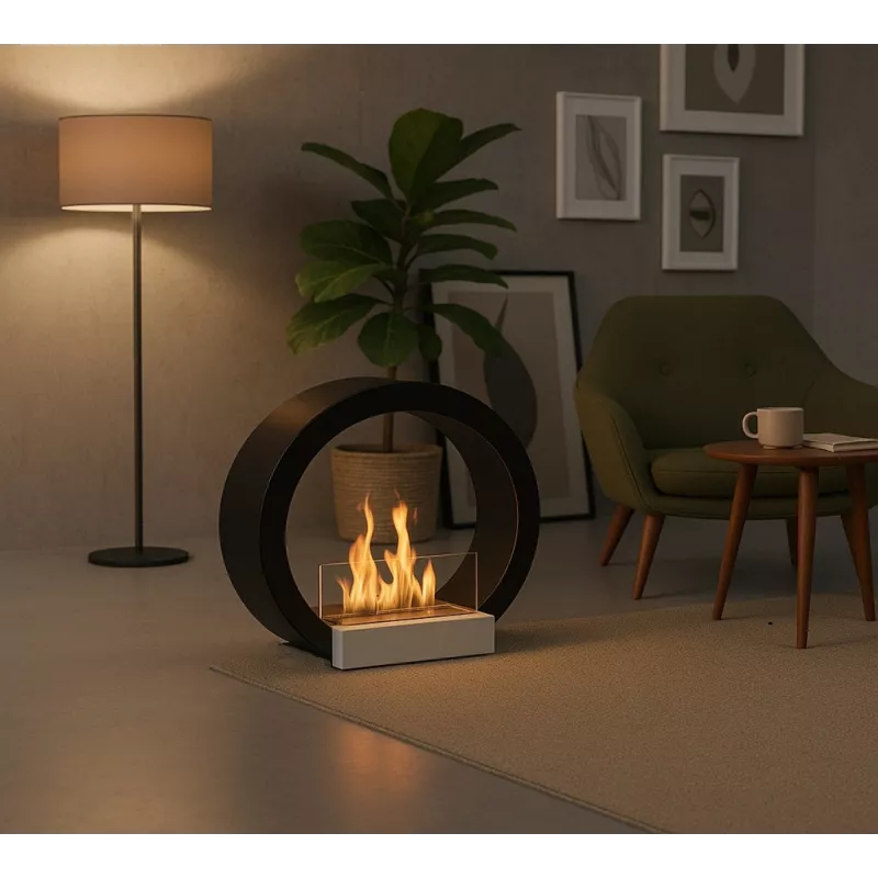 Chimenea redonda de pie Aquila de 3 kW Color Negro