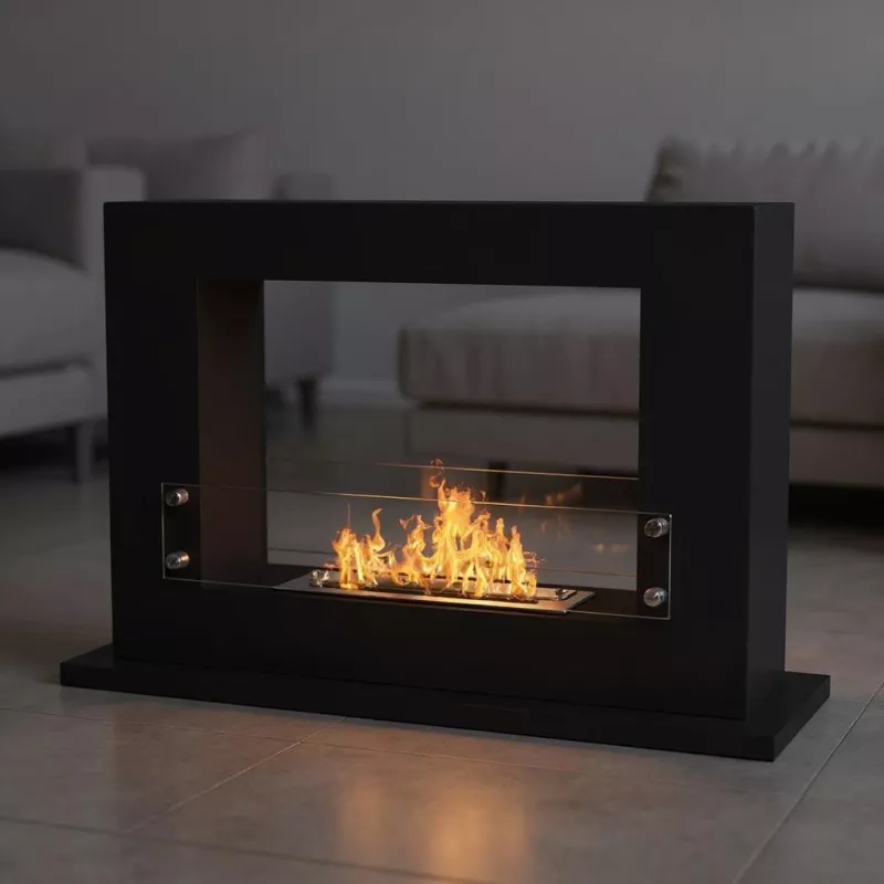Suelo radiante ecológico Athena 100cm 3kW Color Negro Quemador 2.2L/4kW