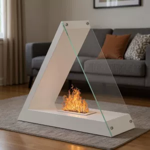Chimenea de bioetanol triangular Kheops, 80x68x30cm