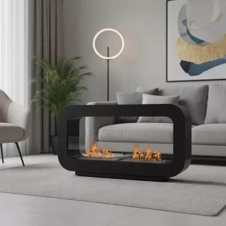 Chimenea con dos quemadores Color Negro