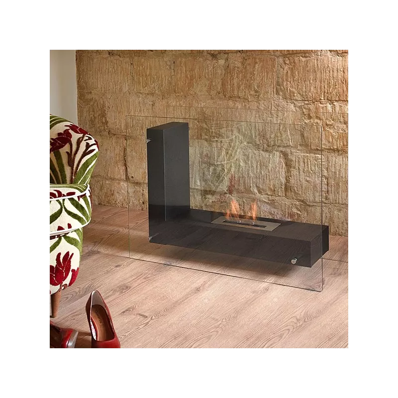 LunaChimenea de etanol , chimenea de pie 3kW Color Negro Quemador 1.5L/2,7kW